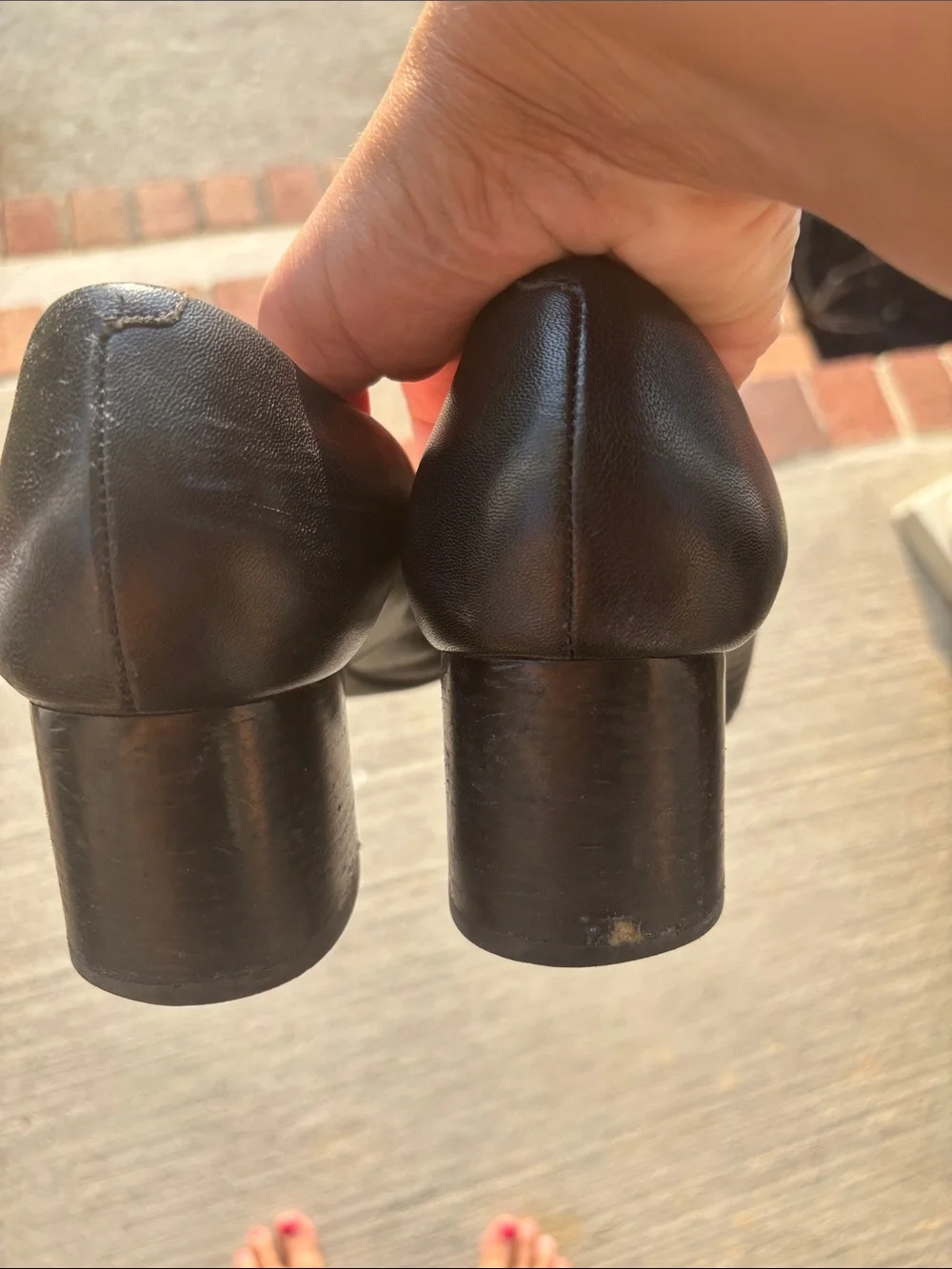 Tory Burch Black Leather Block Heel Pumps